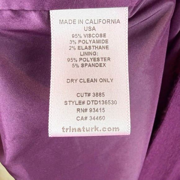 Trina Turk Women's Purple Sleeve Pleated Fit Flare Dress Work‎ Business - Picture 8 of 9